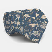 Nautical Sea Life Custom Necktie Stropdas (Opgerold)