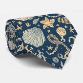 Nautical Sea Life Custom Necktie Stropdas (Opgerold)