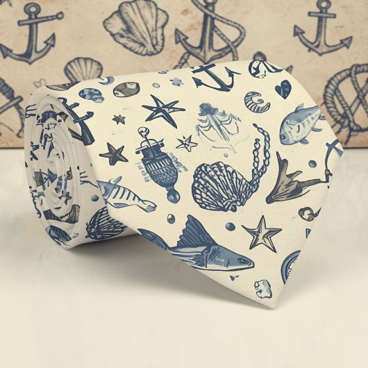 Nautical Sea Life Custom Necktie Stropdas