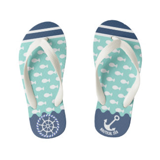 Nautical Sea Teal. Kinderslippers Kinder Teenslippers