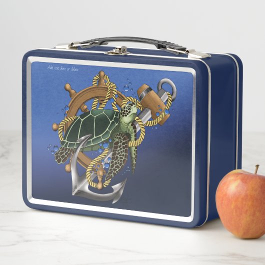 Nautical Sea Turtle Anchor Ship Wheel Blue (In situ)