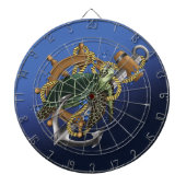 Nautical Sea Turtle Anchor Ship Wheel Blue Dartbord (Voorkant)