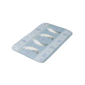 Nautical Sea Turtle Seahorse n Egret Blue Stripe Badmat (Gekanteld)