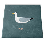 Nautical Seagull Bird Green Tegeltje<br><div class="desc">Een juktige zeemeeuw die bij de oceaan staat. Ideaal voor mensen die van zassige vogels houden en voor de kust.</div>