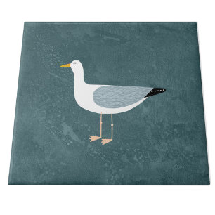 Nautical Seagull Bird Green Tegeltje