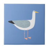 Nautical Seagull Bird Sky Blue Tegeltje (Voorkant)