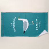 Nautical Seagull Familienaam Strandlaken (Voorkant)