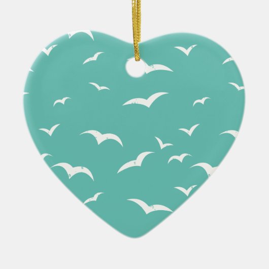 Nautical Seagulls Weathered Blauwgroen Blue and Wh Keramisch Ornament (Voorkant)