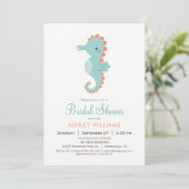 Nautical Seahorse Bruids Douche Uitnodiging (Staand voorkant)