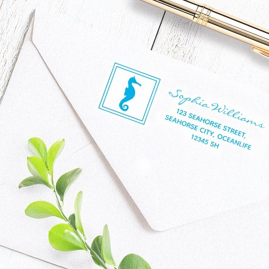 Nautical Seahorse Return Address Zelfinktende Stempel
