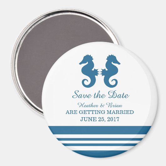 Nautical Seahorse Save the Date Magnet (Voorkant / Achterkant)