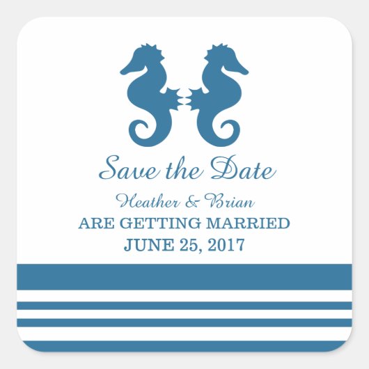 Nautical Seahorse Save the Date Stickers (Voorkant)