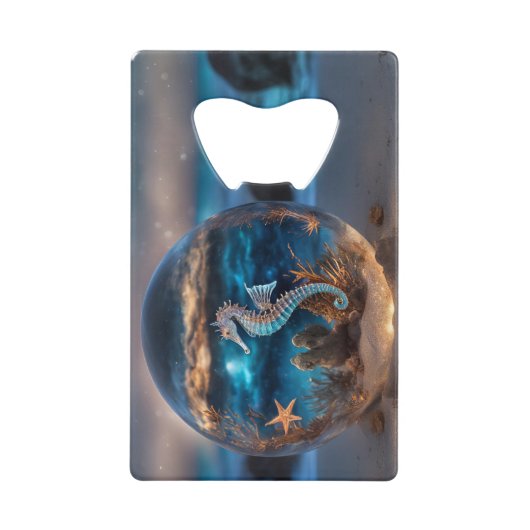 Nautical Seahorse Starfish Fantasy Bottle Opener Creditkaart Flessenopener (Voorkant)