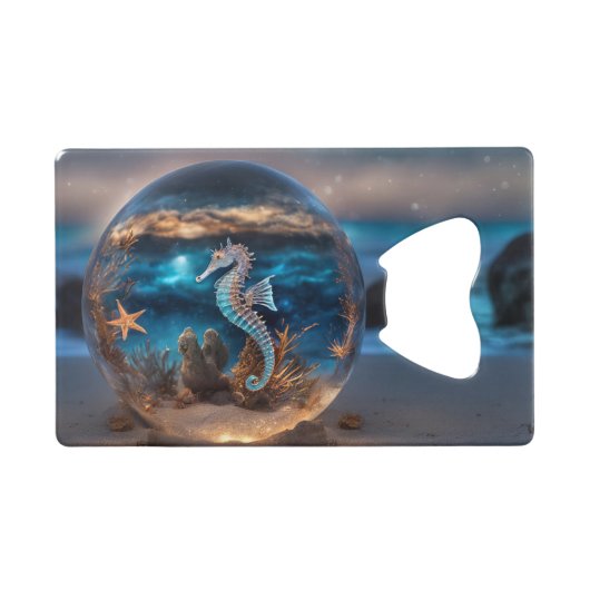 Nautical Seahorse Starfish Fantasy Bottle Opener Creditkaart Flessenopener (Voorkant (Horizontaal))