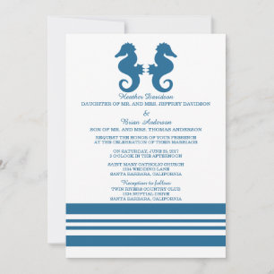 Nautical Seahorse Wedding Invite Kaart