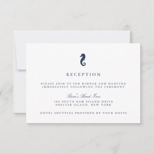 Nautical Seahorse Wedding Reception Kaart (Voorkant)