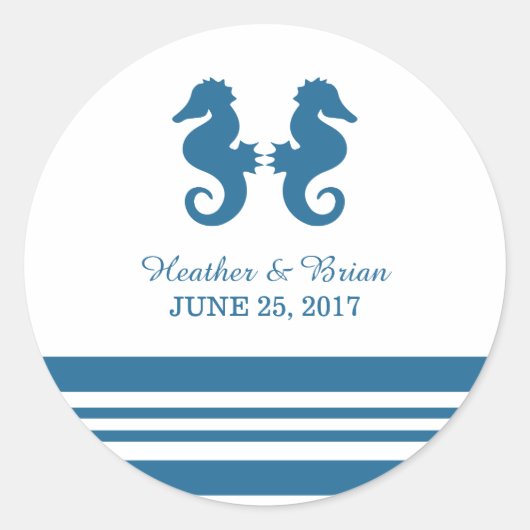 Nautical Seahorse Wedding Stickers (Voorkant)