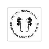 Nautical Seahorses Circular Return Adres Rubberstempel (Afrduk)