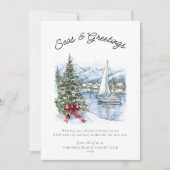 Nautical Seas & Greetings Sailboat Christmas  Feestdagenkaart (Voorkant)
