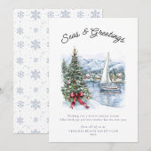 Nautical Seas & Greetings Sailboat Christmas  Feestdagenkaart (Voorkant / Achterkant)