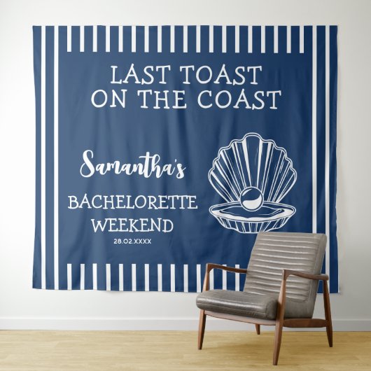 Nautical Seashell Bachelorette Party Laatste Toast Wandkleed (In Situ (horizontaal))