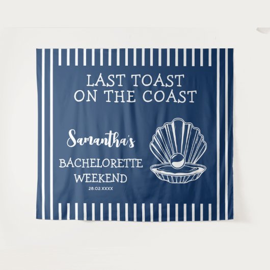 Nautical Seashell Bachelorette Party Laatste Toast Wandkleed (Voorkant (horizontaal))