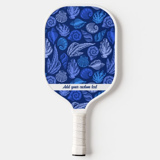 Nautical Seashell Beach Pattern Custom Text Name Pickleball Paddle (Achterkant)