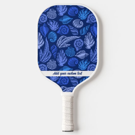 Nautical Seashell Beach Pattern Custom Text Name Pickleball Paddle (Voorkant)
