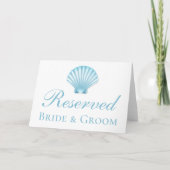 Nautical Seashell Blue Beach Wedding Reserved (Achterkant)