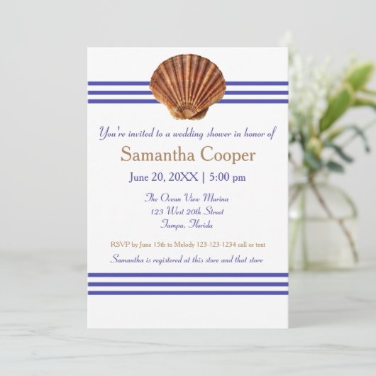 Nautical Seashell - Bridal Shower Uitnodiging (Staand voorkant)