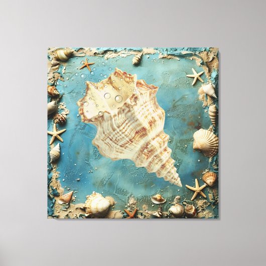Nautical Seashell Canvas Wall Art Afdruk (Voorkant)