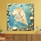 Nautical Seashell Canvas Wall Art Afdruk (Insitu (Woonkamer))