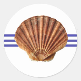 Nautical Seashell - Circle Sticker