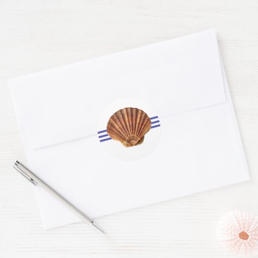Nautical Seashell - Circle Sticker (Envelop)