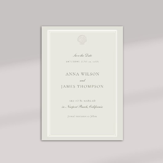 Nautical Seashell Classic ECRU formele bruiloft Save The Date