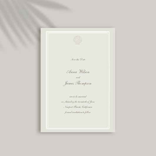 Nautical Seashell Classic Lijst Formele bruiloft Save The Date
