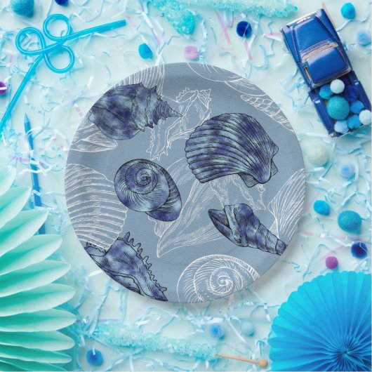 Nautical Seashell Collectie - Alle grootten Papieren Bordje (Feest)