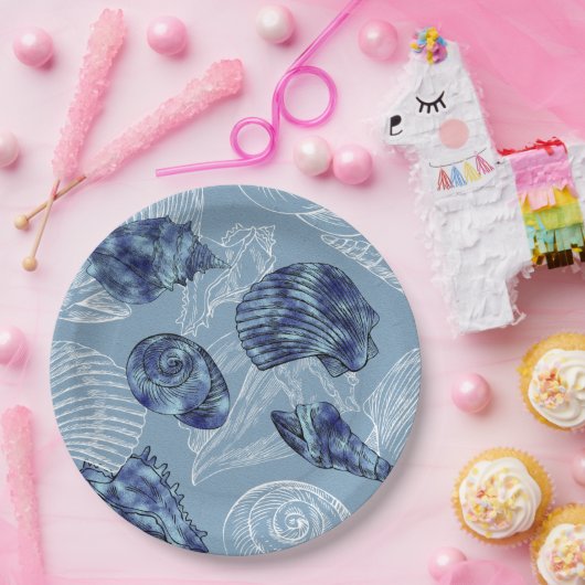Nautical Seashell Collectie - Alle grootten Papieren Bordje (Feest)