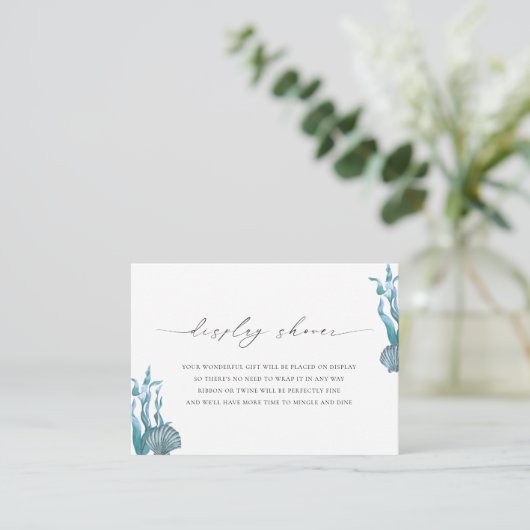 Nautical Seashell Display Douche Vrijgezellenfeest Informatiekaartje (Staand voorkant)