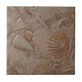 Nautical Seashell Ocean Beach Gold Sepia Elegant Tegeltje (Voorkant)