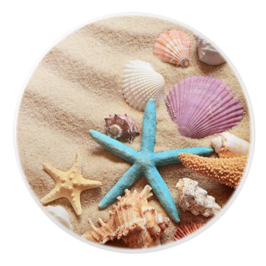 Nautical Seashell Ocean Sand Keramische Knop (Voorkant)