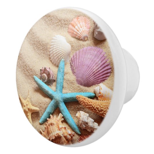 Nautical Seashell Ocean Sand Keramische Knop (Rechts)