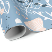 Nautical seashell onderwaterzeekomer cadeaupapier (Rol Hoek)