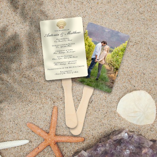 Nautical Seashell Photo Wedding Program Handwaaier