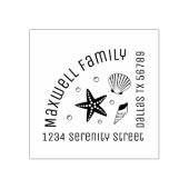 Nautical Seashell Starfish Corner Family Address Rubberstempel (Afrduk)