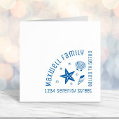 Nautical Seashell Starfish Corner Family Address Zelfinktende Stempel