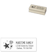 Nautical Seashell Starfish Pearls Family Address Rubberstempel (Gestempeld)