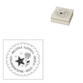 Nautical Seashell Starfish Scalloped Address Rubberstempel (Gestempeld)