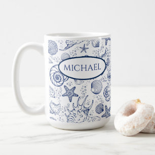 Nautical Seashell Theme Custom Coffee Mok