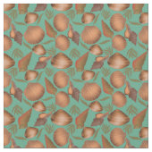 Nautical Seashell Turquoise Pattern Stof (Close Up)